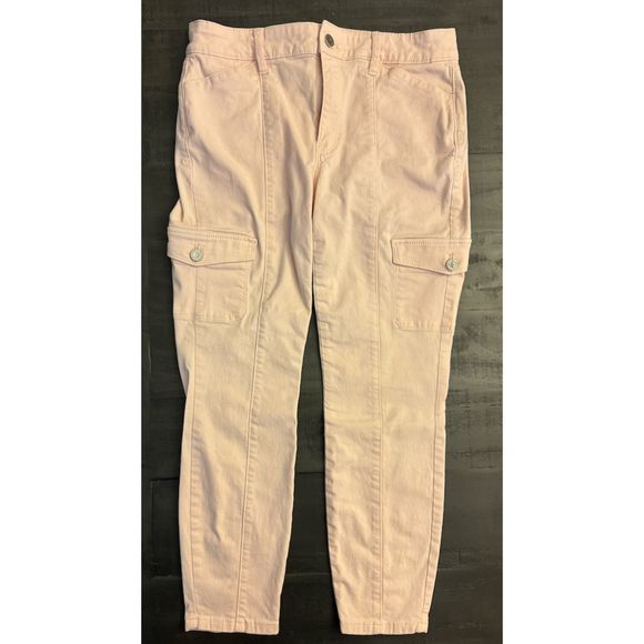 White House Black Market Skinny Cargo Pants- Baby Pink - Sz 4 - Picture 1 of 9